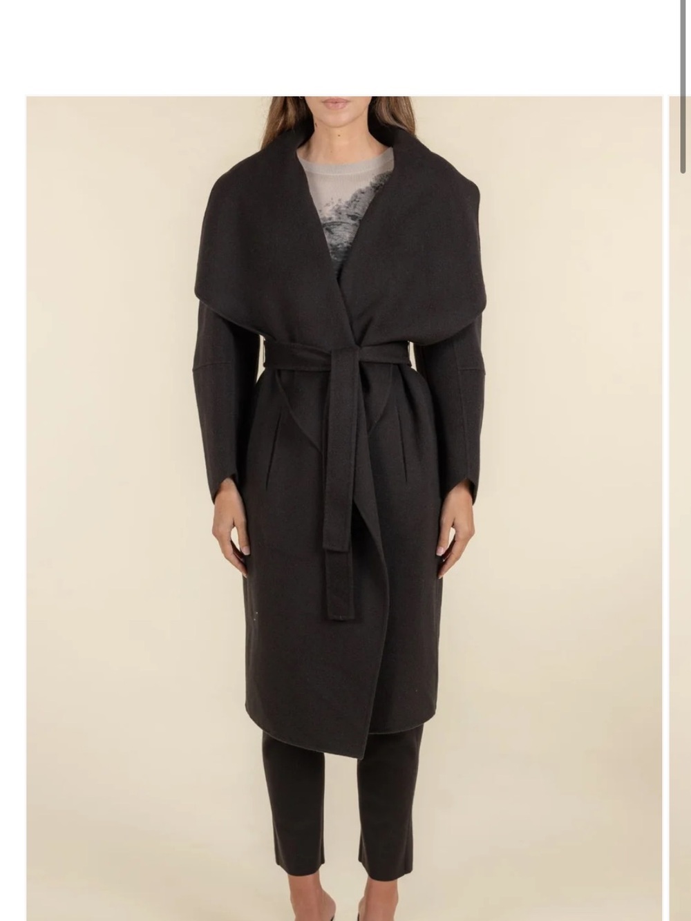 TSE drape front wrap cashmere coat
